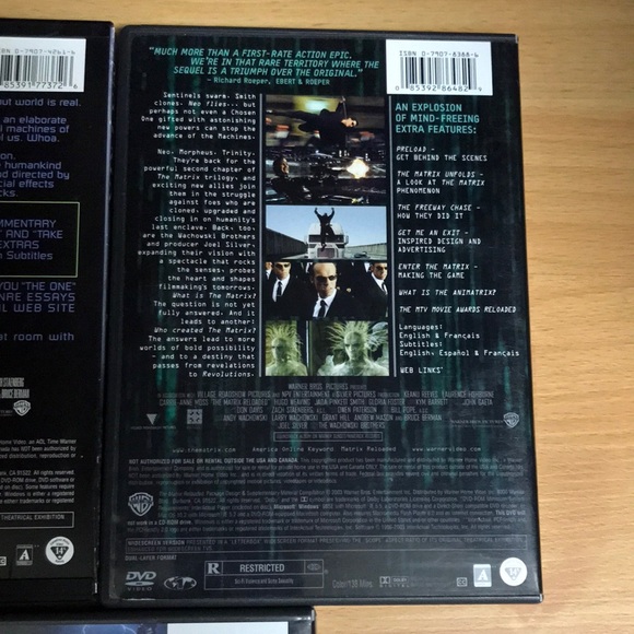 DVDS Matrix; Matrix Reloaded; Matrix Revolutions.  All discs-good condition. - Picture 4 of 5